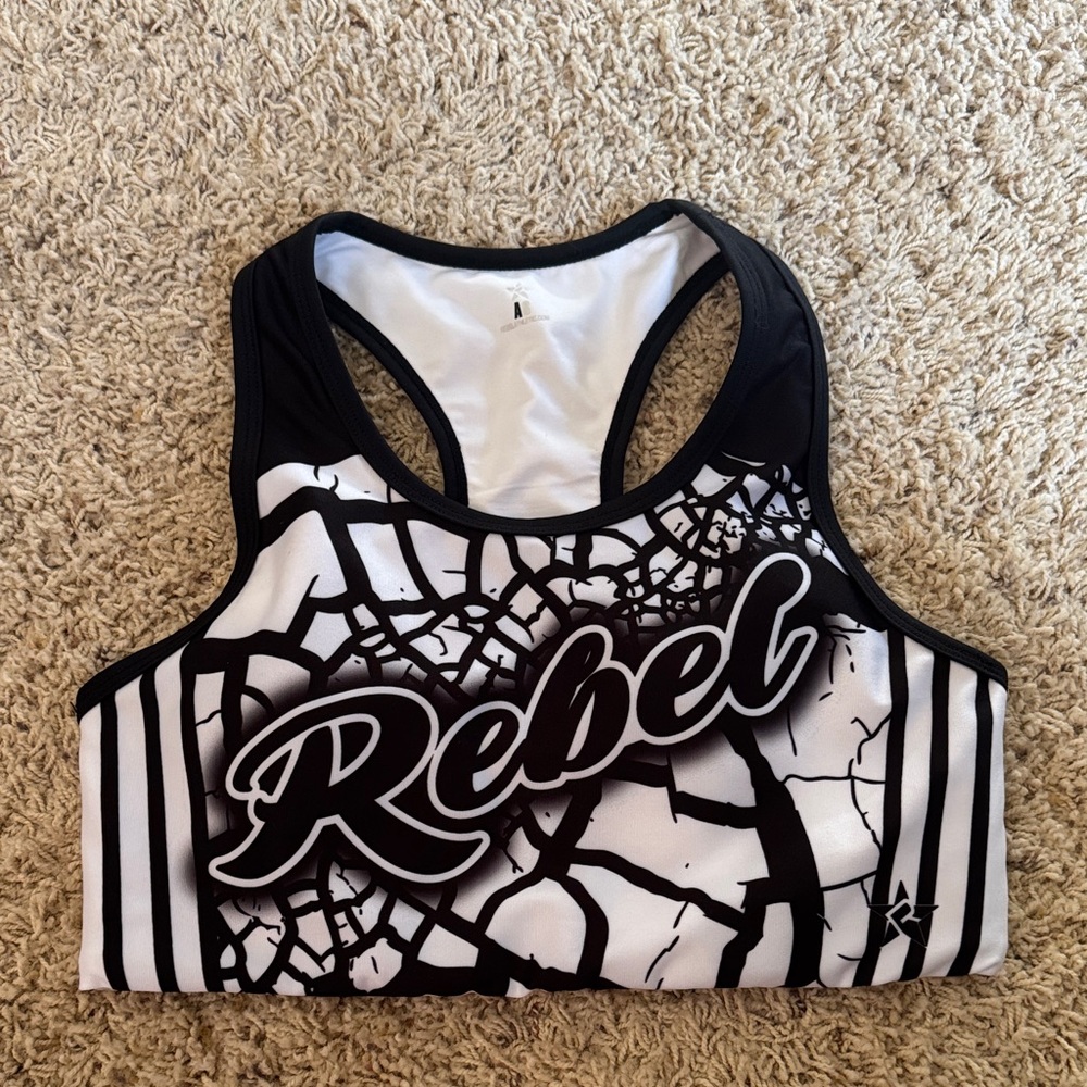 Rebel Black and White Women's Sports Bra